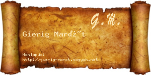 Gierig Marót névjegykártya